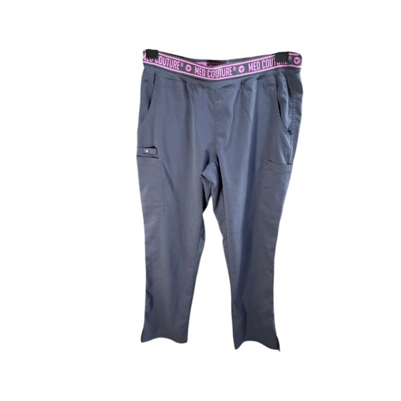 Dark gray with waist band comfy active by med couture scrub bottoms - Picture 1 of 3